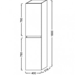 Колонна подвесная, 40 см, 2 реверсивные дверцы, белый лак глянец, EB2385-J5 TOLBIAC