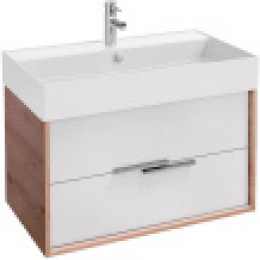 EB1667-E75-J5 VIVIENNE Тумба подвесная для раковины 80 см, корпус дуб давос натуральный, фасад белый блестящий