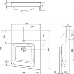Умывальник BE HAPPY II правый белый с переливом