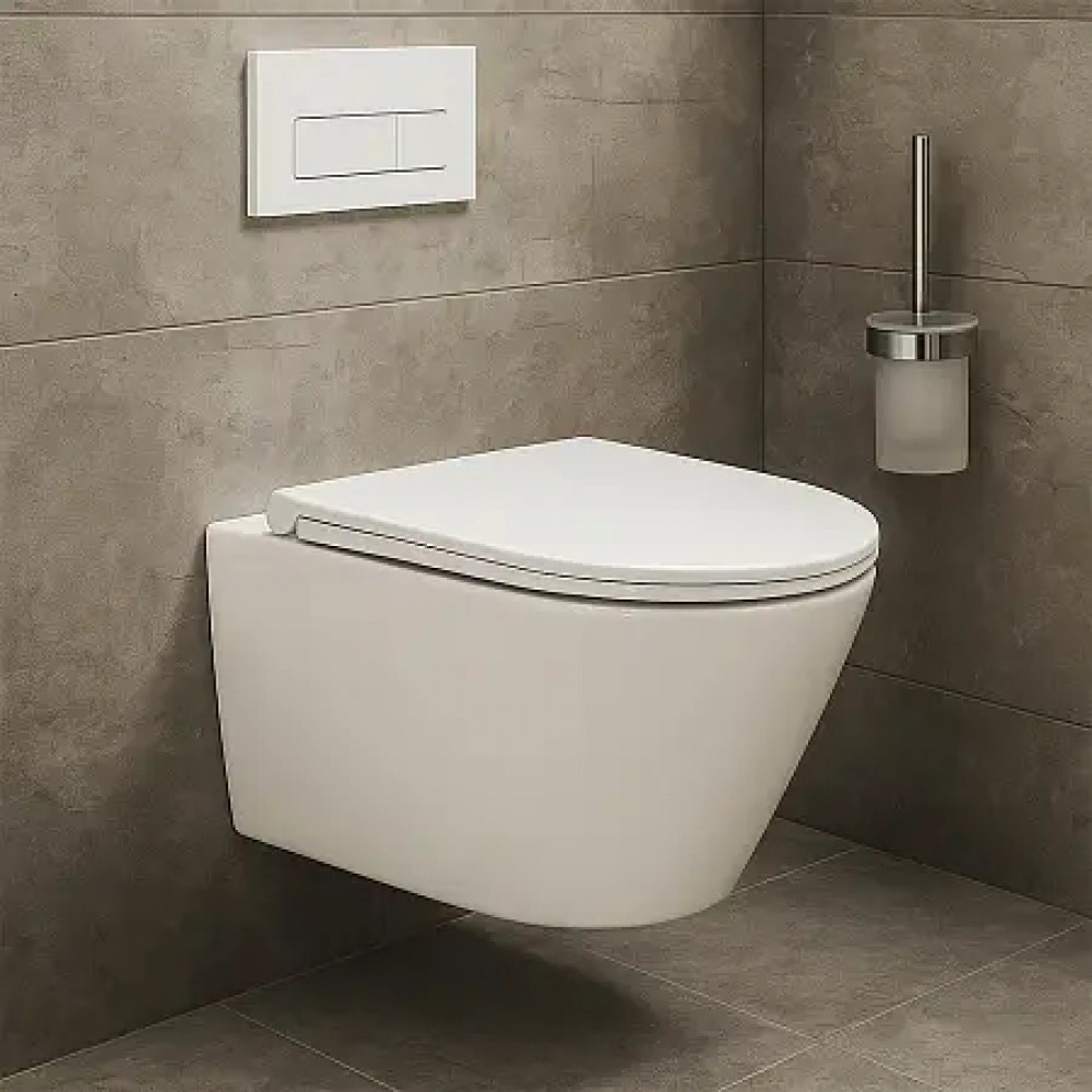 LANDER Унитаз подвесной безободковый с сиденьем микролифт, смыв ТОРНАДО. Размер 490x350x350 мм (1 место)