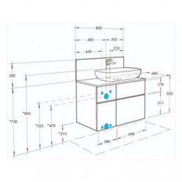 Мишель 80 Тумба-умывальник Дуб Эндгрейн/Белый (Раковина MILA 350х500) БЕЗ столешницы