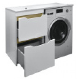 Комплект Тумба 120 Magenta под с/машинку (56) с раковиной Magenta 120 левая белая