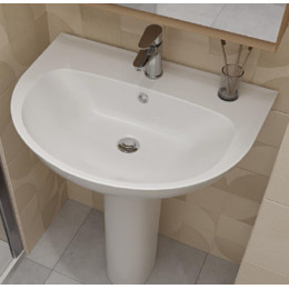 Умывальник Прайм-65 с переливом белый (пьедестал Визит)