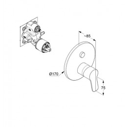 KLUDI PURE&EASY встраиваемый смеситель для ванны и душа; автом. переключатель душ/ванна PUSH&SWITCH, арт. 376590565