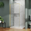 AZ-275-90-BGL-CBR Душевая перегородка Walk-in, 90x200-BGL-CBR, в рамке, Битое стекло, 4+5+4 мм, профиль брашированное золото