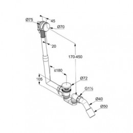 KLUDI ROTEXA Система налива и слива-перелива, комплект, арт. 2120005N-00