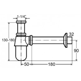 366681 Бутылочный сифон 1 1/4 x 1 1/4, мод. 5755