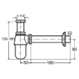 366681 Бутылочный сифон 1 1/4 x 1 1/4, мод. 5755