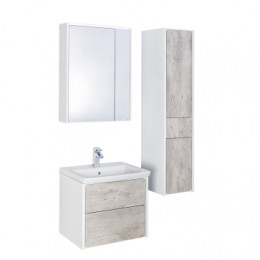 RONDA Шкаф зеркальный 600 мм, бетон/белый матовый