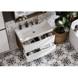 Сканди 90 Тумба Белый/Дуб Рустикальный (БЕЗ УМЫВАЛЬНИКА Адриана-90)