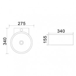 AZ-4292 Раковина подвесная, мат. бел. 34*27,5*15,5