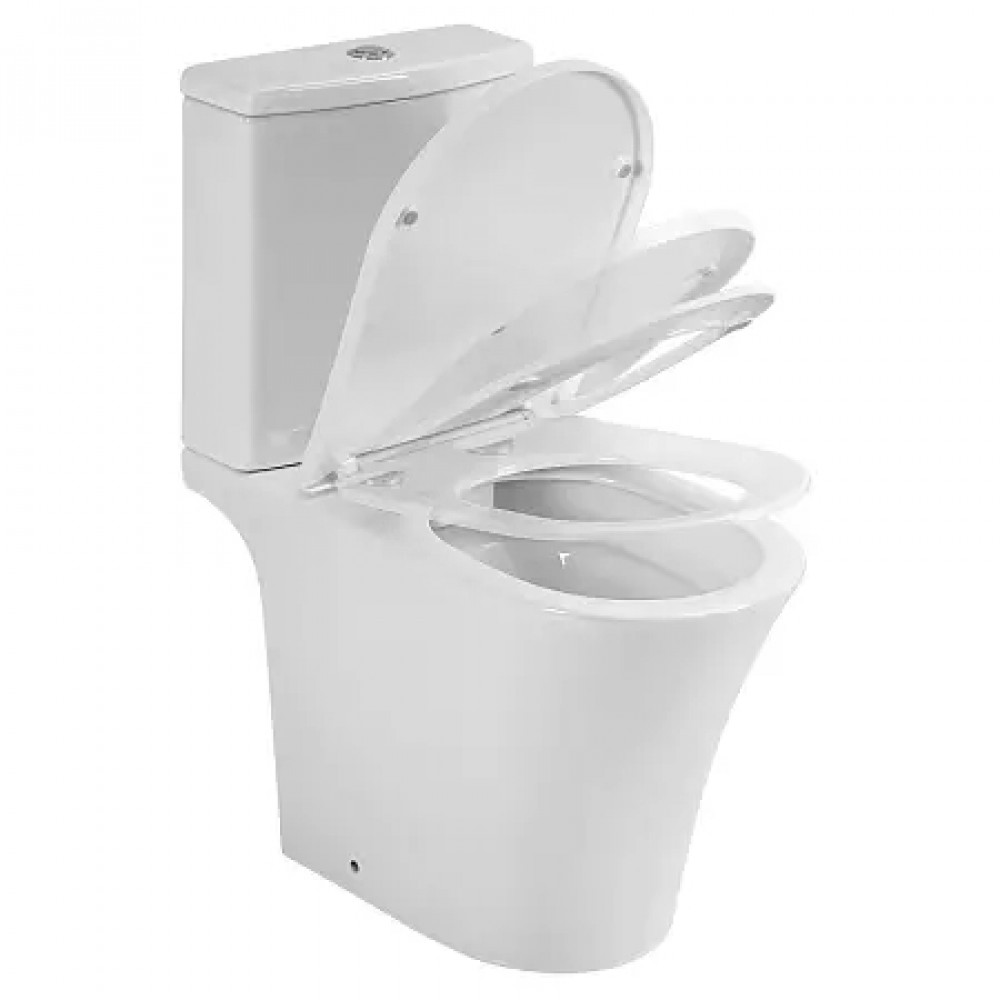 VISE Унитаз напольный безободковый в комплекте с бачком и сиденьем микролифт, дюропласт. Размер 640*365*820 мм