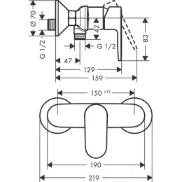 71640670 Vernis Blend Смеситель для душа, однорычажный, ВМ, матовый черный
