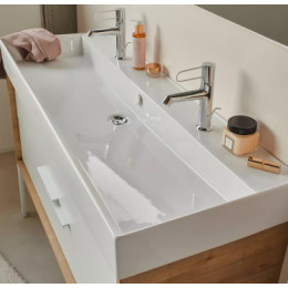 EXBK112-00 VIVIENNE Керамическая двойная раковина 120х46 см, белая