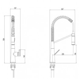 Смеситель выдвижной для кухни, хром