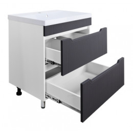 Комплект Тумба HARMONIA 70/2Н ГРАФИТ напольная с раковиной АСТОРИЯ 70