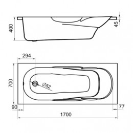 КАСАБЛАНКА M ванна акриловая прямоугольная 170х70 белая