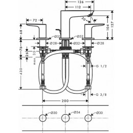 71733000 Talis E Смеситель для раковины, на 3 отверстия, со сливным гарнитуром, хром