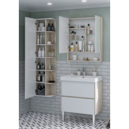 Сканди 70 зеркало-шкаф Белый/Дуб Верона