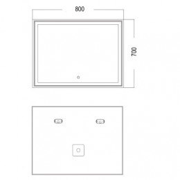 AZARIO зеркало Melis влагостойкое с  подсветкой 800*700