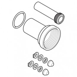 152.404.46.1 Подсоединительный комплект для подвесного унитаза, длина 18,5 см, с уплотнительным кольцом, мат. хром