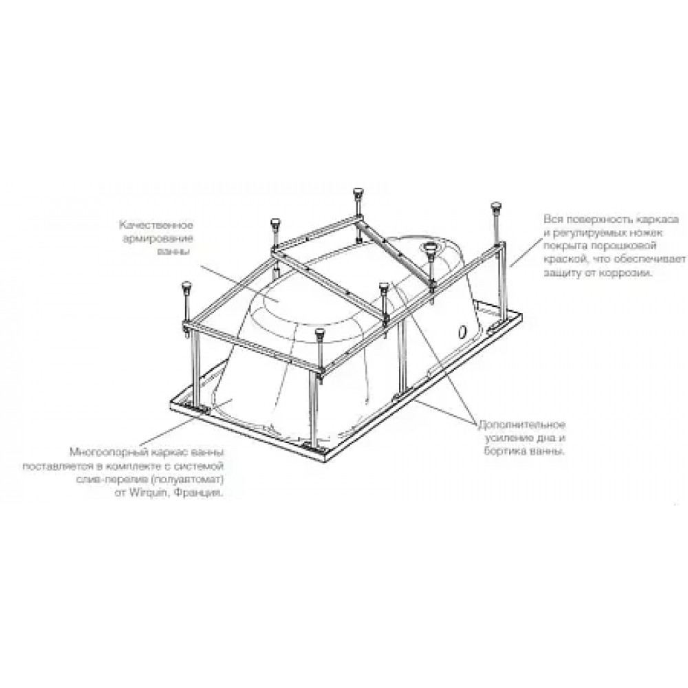 WELNA акриловая ванна асимметричная  160х100 левая белая