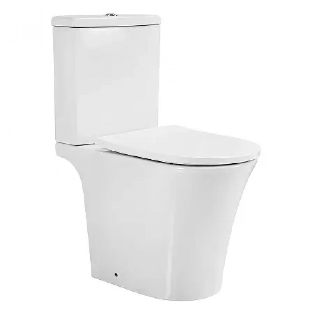 VISE Унитаз напольный безободковый в комплекте с бачком и сиденьем микролифт, дюропласт. Размер 640*365*820 мм