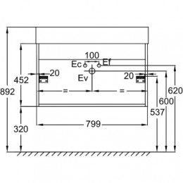 EB1667-E75-J5 VIVIENNE Тумба подвесная для раковины 80 см, корпус дуб давос натуральный, фасад белый блестящий