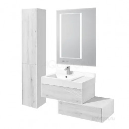 Сакура Шкаф-колонна Ольха Наварра/Белый глянец левая