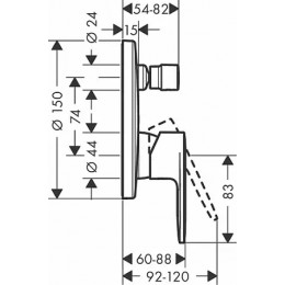 71467670 Vernis Blend Смеситель для ванны, однорычажный, скрытого монтажа, со встроенной защитной ко