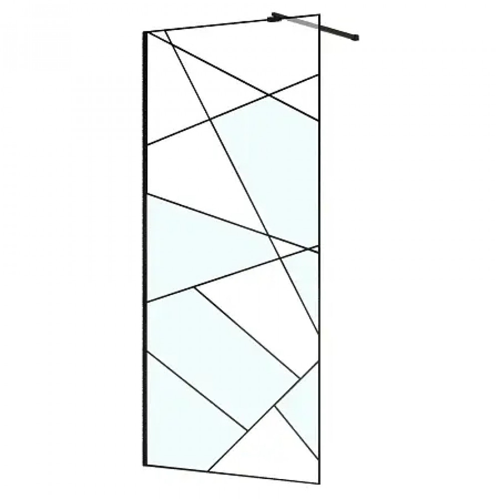 AZ-271-100-MB-CGP Душевая перегородка Walk-in, 100x195-MB-CGP, в рамке, Графический принт 8 мм, профиль матовый черный