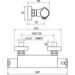 Смеситель настенный термостатический для душа без гарнитуры TE 072.00/150