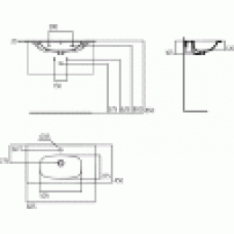 T350901 TESI Vanity Умывальник 80 см для монтажа соло с дизайн-сифоном или с подстольем TESI 80 см, с отверстием под смеситель, с отверстием перелива