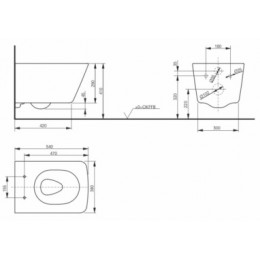 TOTO SP  CW532RY  Унитаз подвесной, 394x530x339мм, безободковый+Сиденье для унитаза SP в комплекте с креплением (металл, пластик)/ WC seat ТОТО TC512G