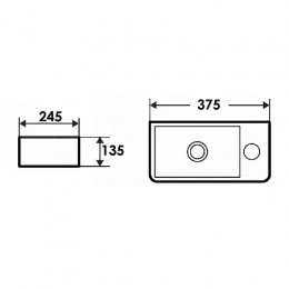 AZ-10100-R  Раковина накладная. Размер 375x245x135 мм белый глянец