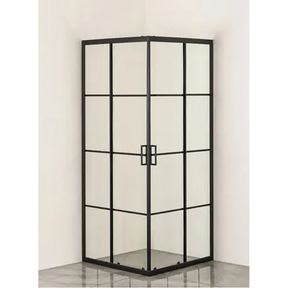 Душевое ограждение, стекло лофт клетка CS-211F-90 90*90*190, 5 мм, профиль черный матовый