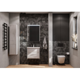 RONDA Шкаф зеркальный 700 мм, бетон/белый матовый