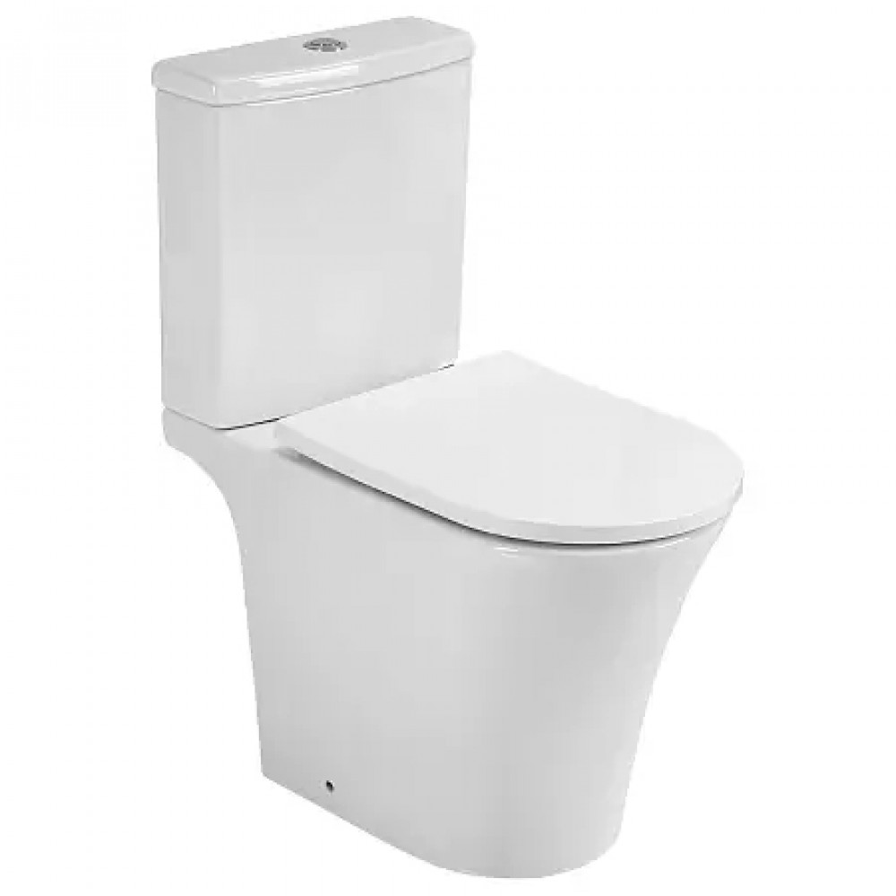 VISE Унитаз напольный безободковый в комплекте с бачком и сиденьем микролифт, дюропласт. Размер 640*365*820 мм