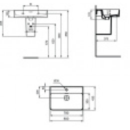 T300101 STRADA II Умывальник 80 см для монтажа с одним смесителем, с 1-м отверстием под смеситель, для монтажа с полуколонной или дизайн-сифоном
