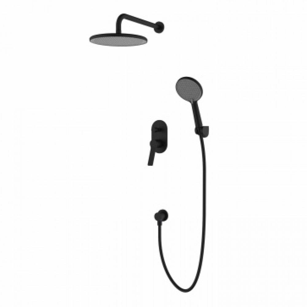 VISE Смеситель для ванны и душа скрытого монтажа с полным душевым набором, черный