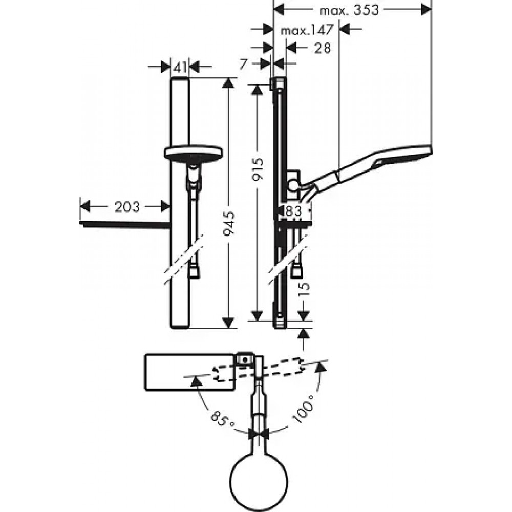 27648400 Raindance Select S Shower set 120 3jet with shower bar 90 cm and soap dish