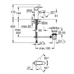 23751000 BauFlow Смеситель для раковины с донным клапаном, S-Size, хром