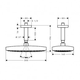 26608400 Верхний душ Raindance Select E 300 2jet Showerpipe EcoSmart 9 л/мин