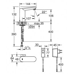 36325001 Eurosmart Cosmopolitan E Смеситель инфракрасный для раковины (220 В), хром