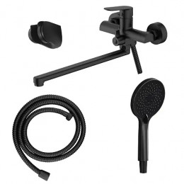 Alanti Смеситель для ванны с ручным душем, длинный излив, черный матовый