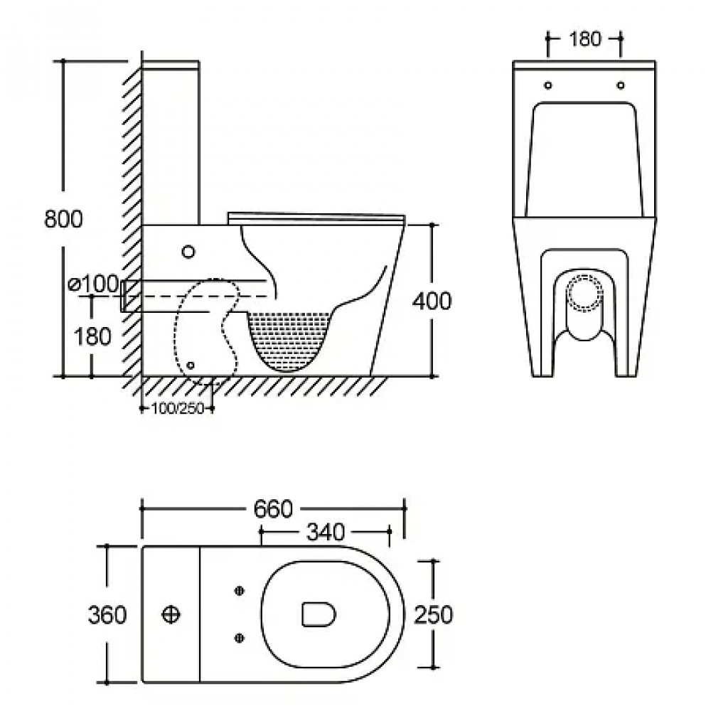 AZ-8300 Унитаз напольный MIZEN с системой смыва Tornado, безободковый с сиденьем микролифт 660*360*800mm