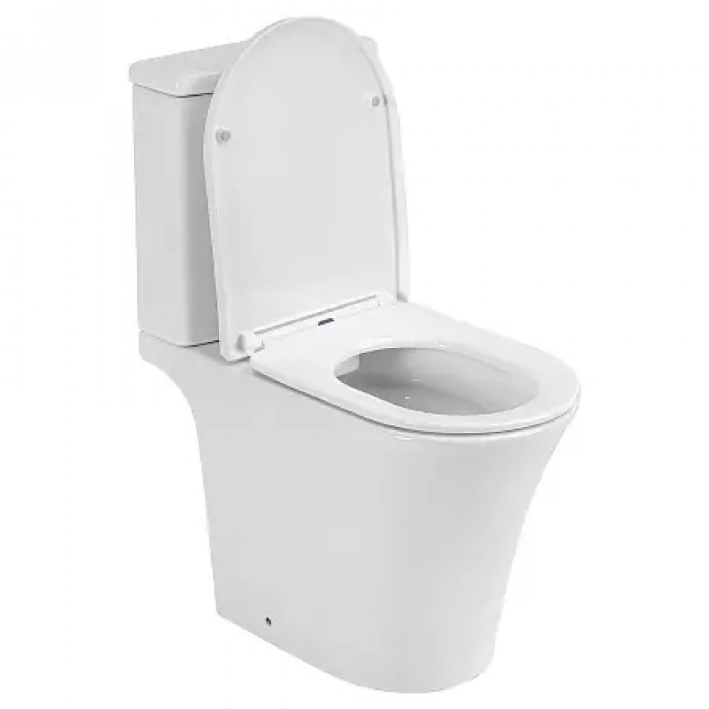 VISE Унитаз напольный безободковый в комплекте с бачком и сиденьем микролифт, дюропласт. Размер 640*365*820 мм