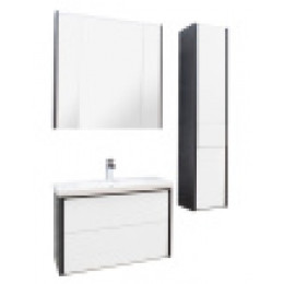 RONDA Шкаф зеркальный 800 мм, белый глянец/антрацит