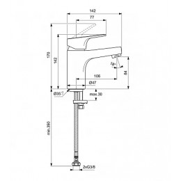 BC827AA CERABASE смеситель для раковины без донного клапана 5L