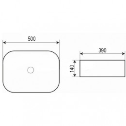 AZ-2195-MB  раковина  500x390x140 черная матовая